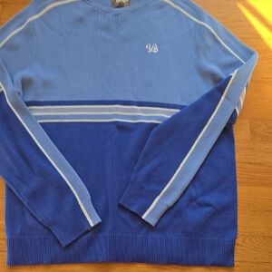 YoColorado Contrast-Block Crewneck Sweater in Light and Royal Blue